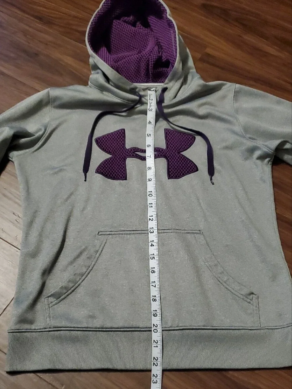 Under Armour Storm Gray Hoodie with Purple Lining - Picture 6 of 8